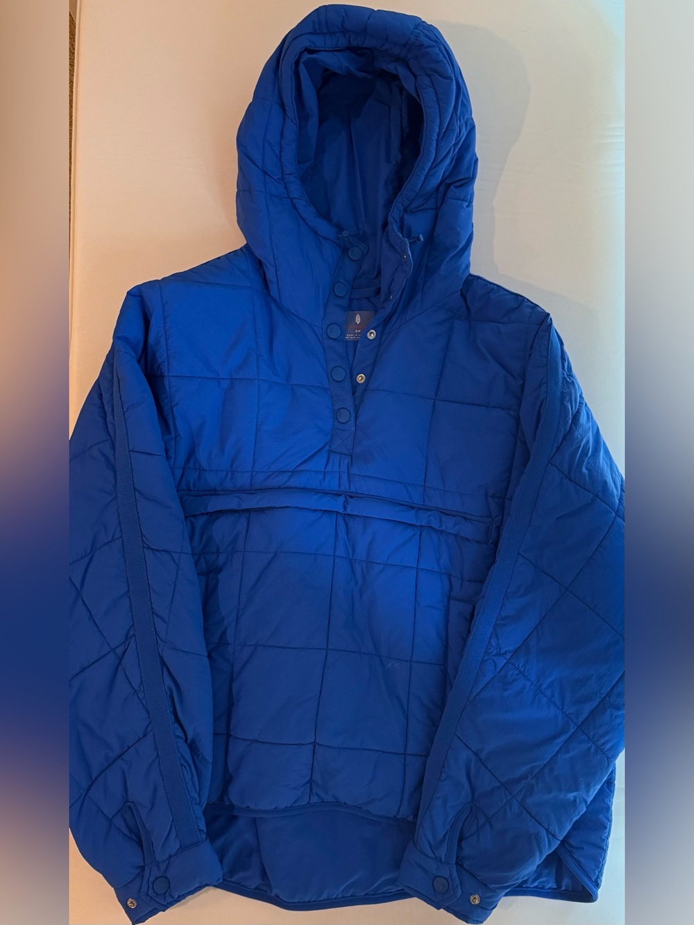 Free People Electric Blue Quilted Packable Puffer Pullover